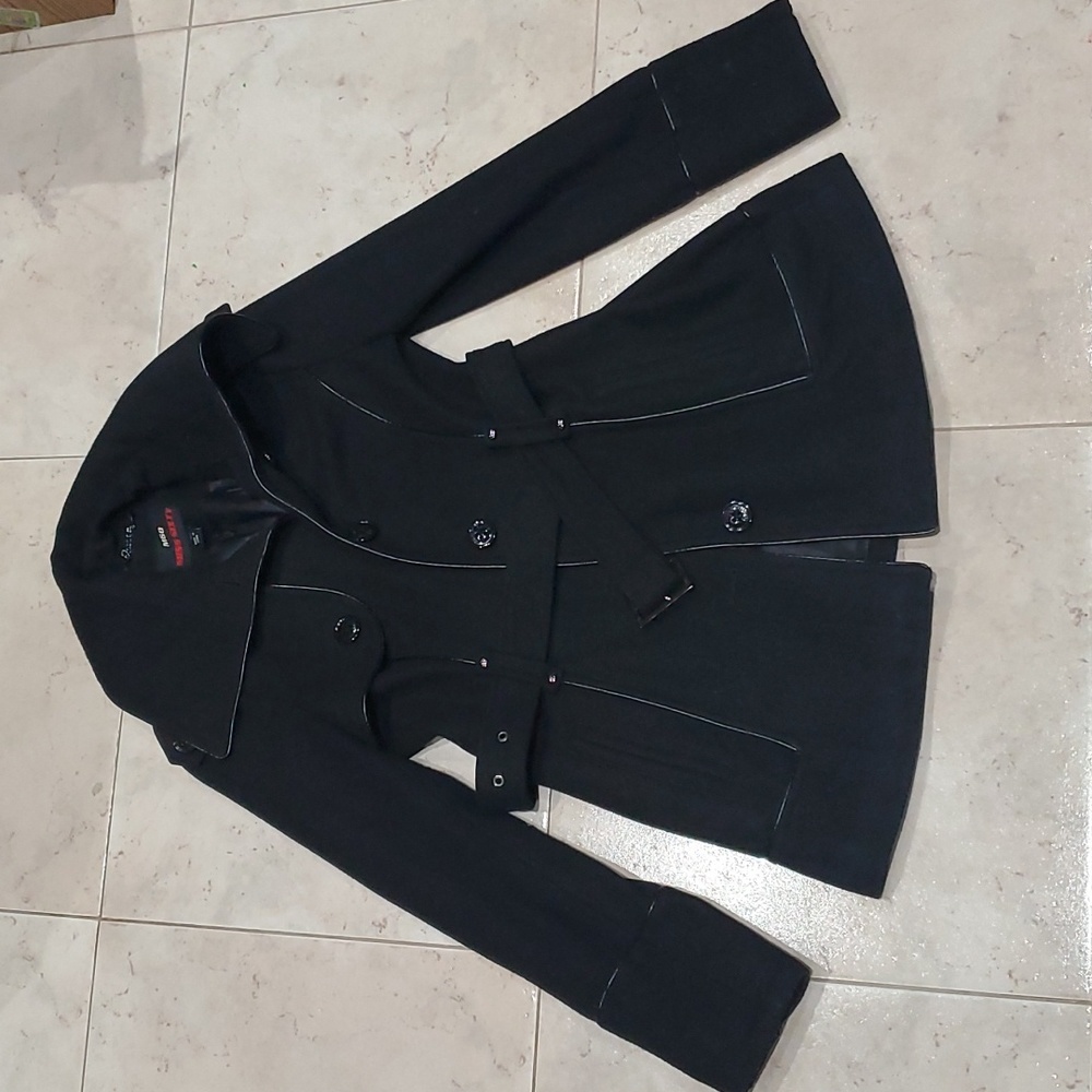 Miss Sixty M60 Belted Pea Coat Black Women's Small